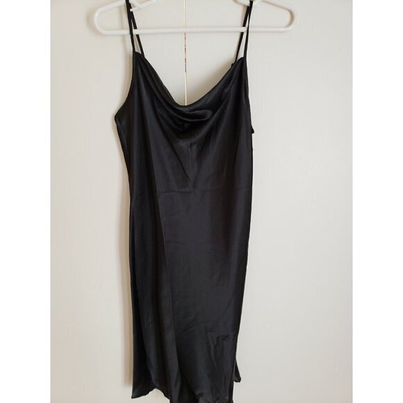 NWT BEBE SATIN MIDI SLIP BLACK DRESS ,XL - Picture 2 of 6